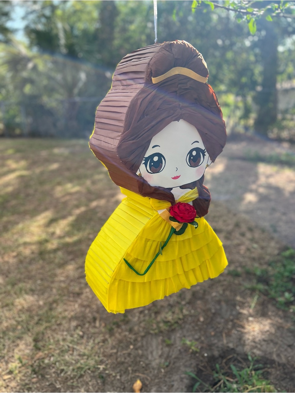 Yellow Princess Doll Piñata with Brown Hair - Party Decoration - Picture 6 of 9